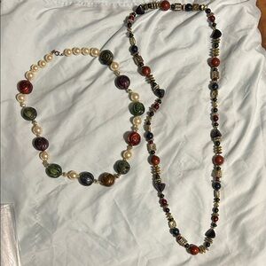 Vibrant Beaded Necklace Set with Gold Accents